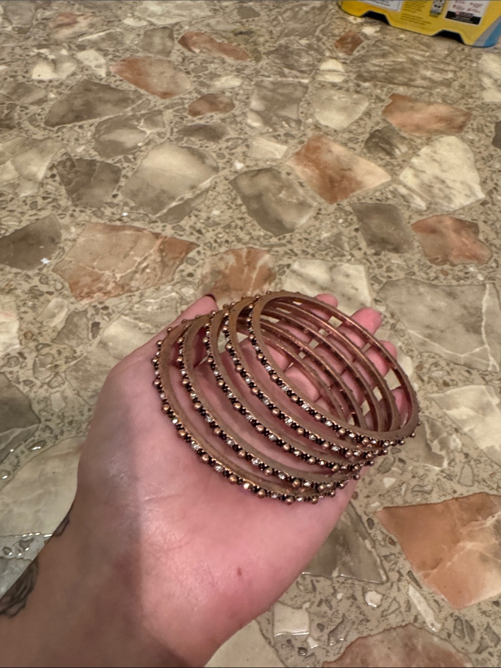 Stacked Rose Gold Beaded Bangles (set of 5)